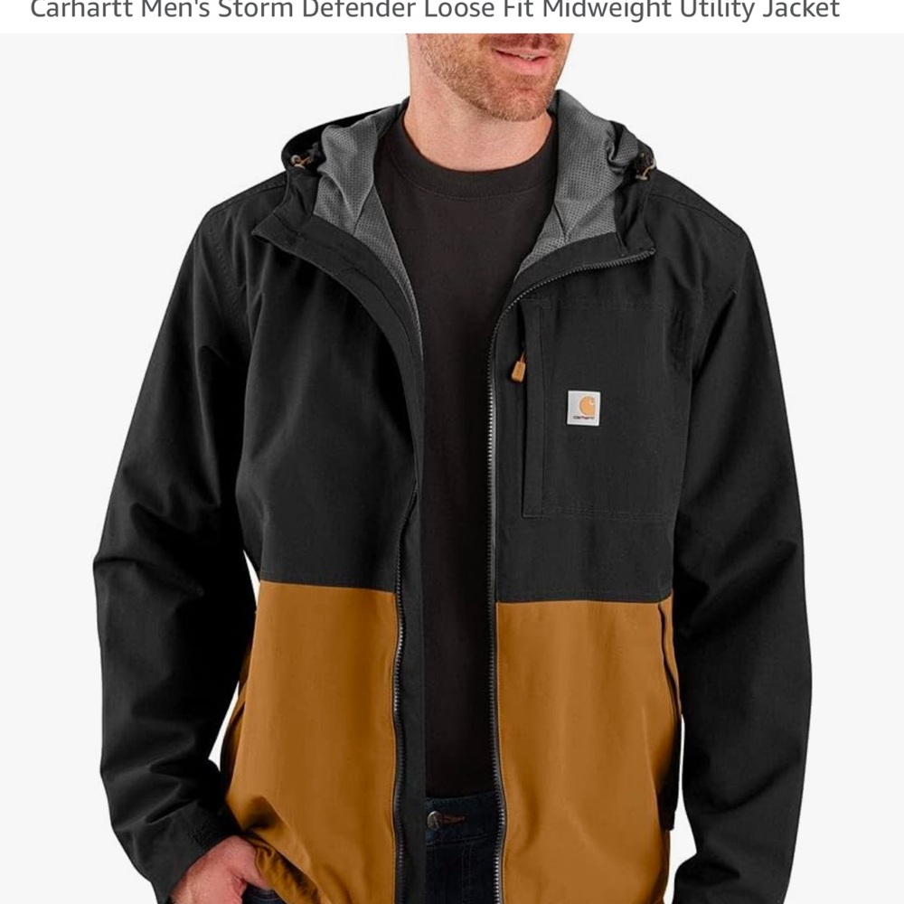 carhartt storm defender midweight utility rain jacket (men’s sizing)